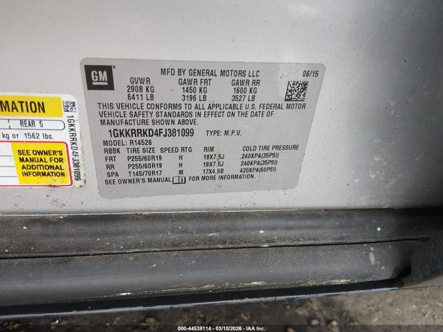 2015 GMC ACADIA 1GKKRRKD4FJ381099 Photo 8