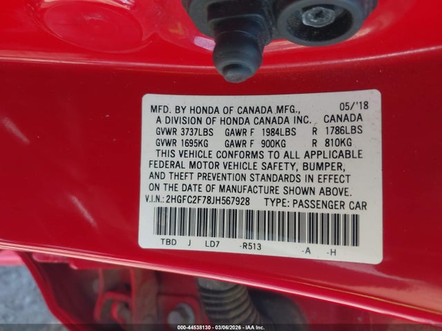 Honda CIVIC EX 2018 2HGFC2F78JH567928 Image 9