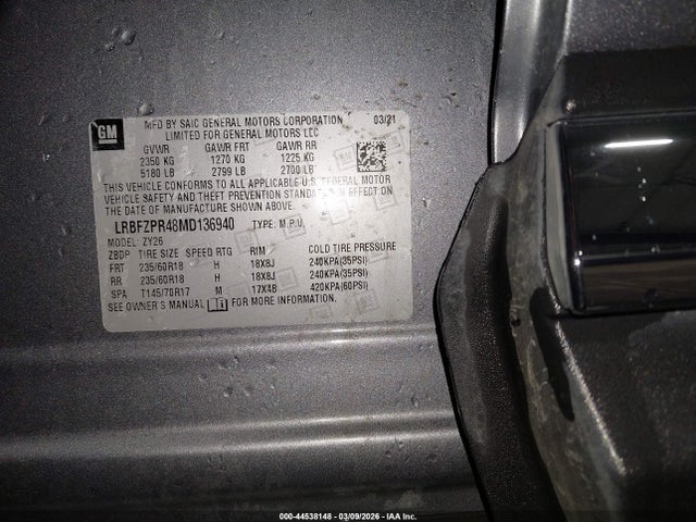 Продаж на аукціоні авто 2021 Buick Envision Awd Essence, vin: LRBFZPR48MD136940, номер лоту: 44538148