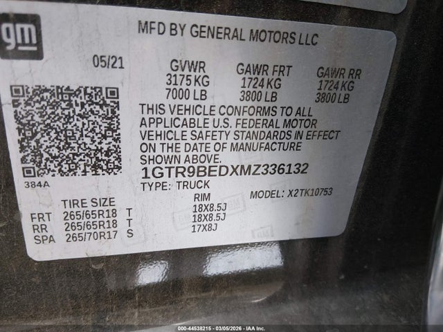 2021 GMC SIERRA 1500 1GTR9BEDXMZ336132 Photo 8