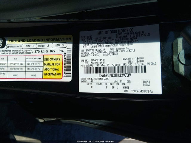 3FA6P0PUXHR329739 Ford Fusion Energi Se Luxury