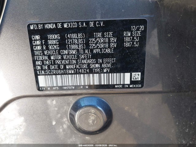 3CZRU6H18MM714824 Honda Hr-v Awd Sport