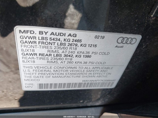 2019 AUDI Q5 WA1ANAFY7K2066460 Photo 8