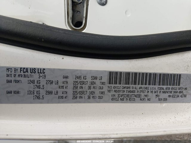 3C4PDCAB1KT746581 Dodge Journey Se Value Package