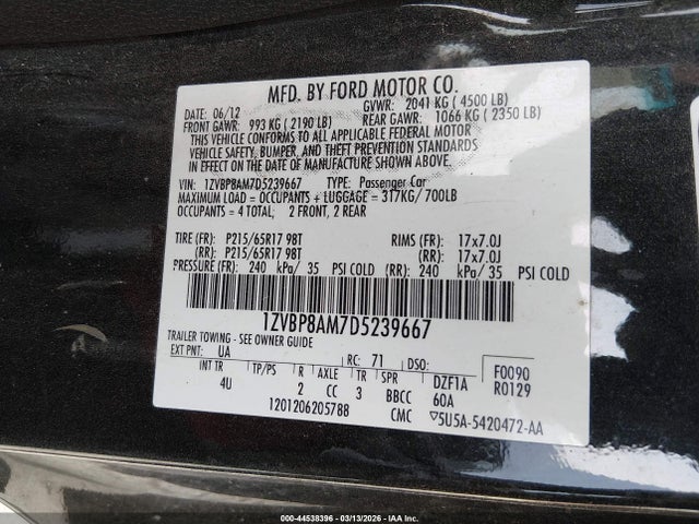 2013 FORD MUSTANG 1ZVBP8AM7D5239667 Photo 8