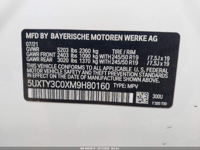 2021 BMW X3 5UXTY3C0XM9H80160 Photo 8