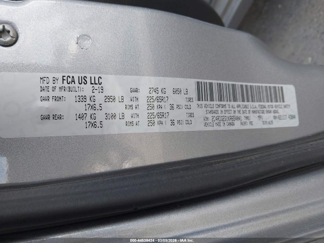 Aukcja sprzedaży 2019 Dodge Grand Caravan Gt, vin: 2C4RDGEG1KR654041, numer aukcji: 44538424