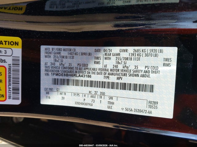 Продажа на аукционе авто 2024 Ford Bronco Outer Banks, vin: 1FMDE8BH6RLA43186, номер лота: 44538447