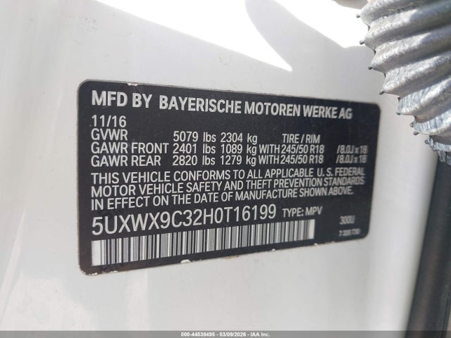 Продажа на аукционе авто 2017 Bmw X3 Xdrive28i, vin: 5UXWX9C32H0T16199, номер лота: 44538495