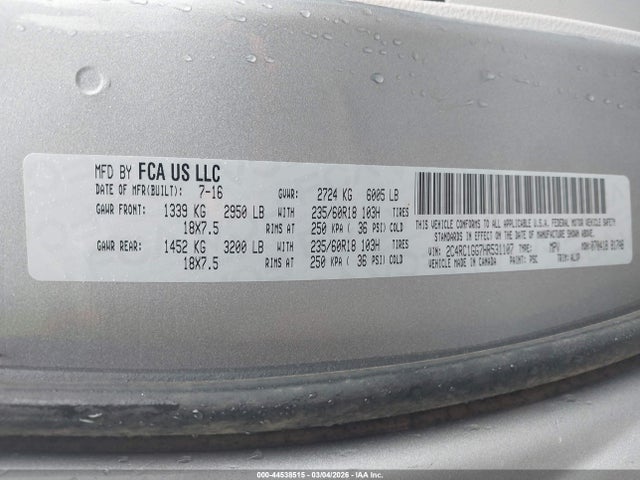 Aukcja sprzedaży 2017 Chrysler Pacifica Limited, vin: 2C4RC1GG7HR531107, numer aukcji: 44538515