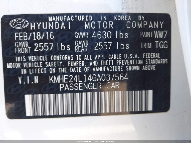 Hyundai Sonata Hybrid Se 2016 KMHE24L14GA037564 Image 9
