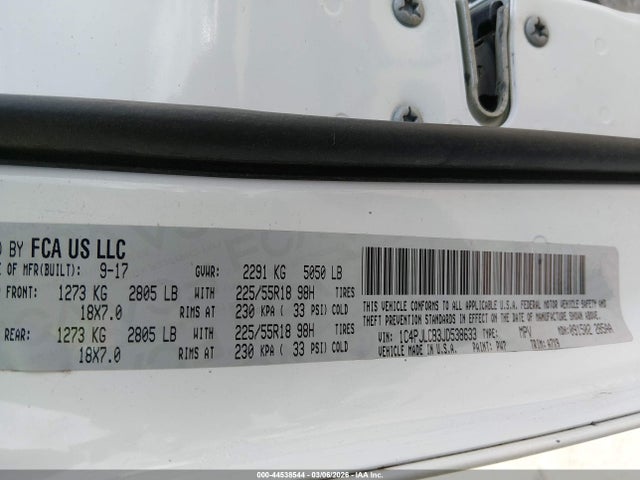 Продаж на аукціоні авто 2018 Jeep Cherokee Latitude Fwd, vin: 1C4PJLCB3JD538633, номер лоту: 44538544