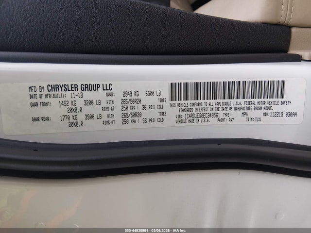 Aukcja sprzedaży 2014 Dodge Durango Citadel, vin: 1C4RDJEG0EC349561, numer aukcji: 44538551