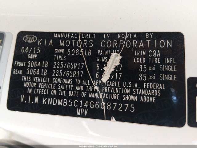 KIA SEDONA LX 2016 KNDMB5C14G6087275 Image 9