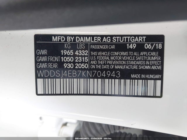 Mercedes-Benz CLA 250 2019 WDDSJ4EB7KN704943 Image 9