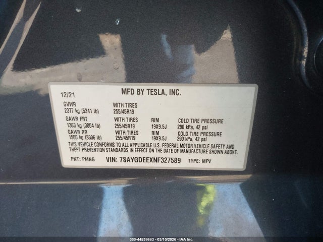 2022 TESLA MODEL Y 7SAYGDEEXNF327589 Photo 8