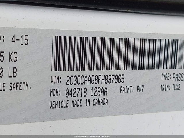 Aukcja sprzedaży 2015 Chrysler 300 Limited, vin: 2C3CCAAG8FH837965, numer aukcji: 44538703