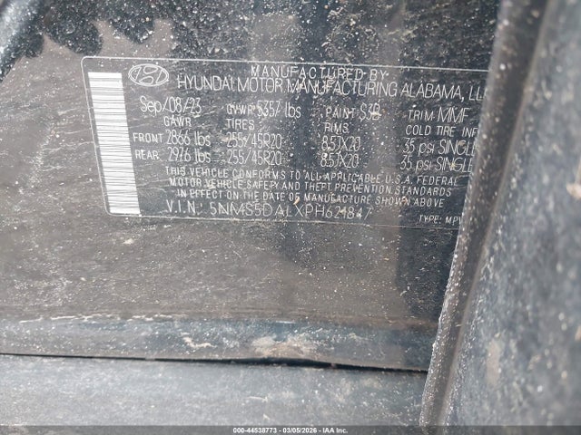 Aukcja sprzedaży 2023 Hyundai Santa Fe Calligraphy, vin: 5NMS5DALXPH621847, numer aukcji: 44538773