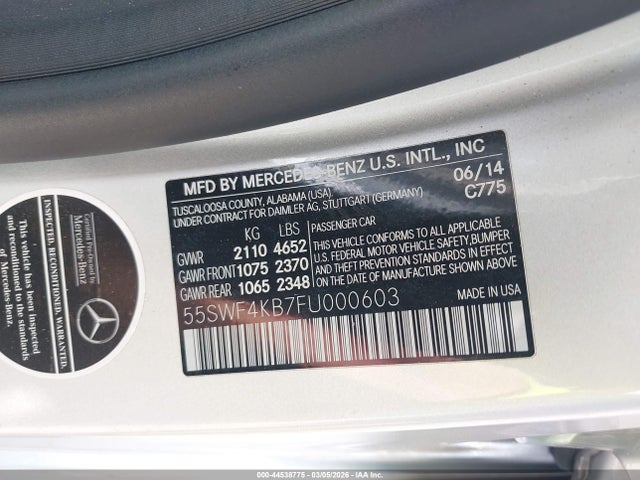 2015 Mercedes-benz C 300 4matic/luxury 4matic/sport 4matic მანქანა იყიდება აუქციონზე, vin: 55SWF4KB7FU000603, აუქციონის ნომერი: 44538775