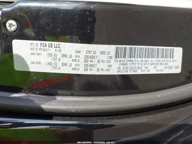 2018 Chrysler Pacifica Touring მანქანა იყიდება აუქციონზე, vin: 2C4RC1DG0JR130167, აუქციონის ნომერი: 44538800