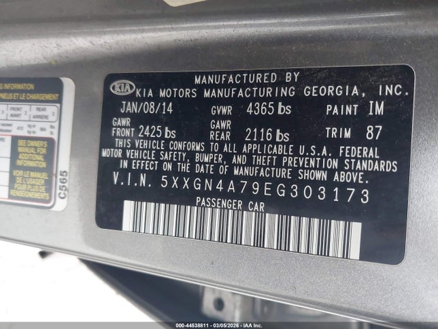 5XXGN4A79EG303173 KIA OPTIMA EX