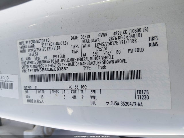Ford F-350 Xl 2018 1FT8W3B63JEC83857 Image 9