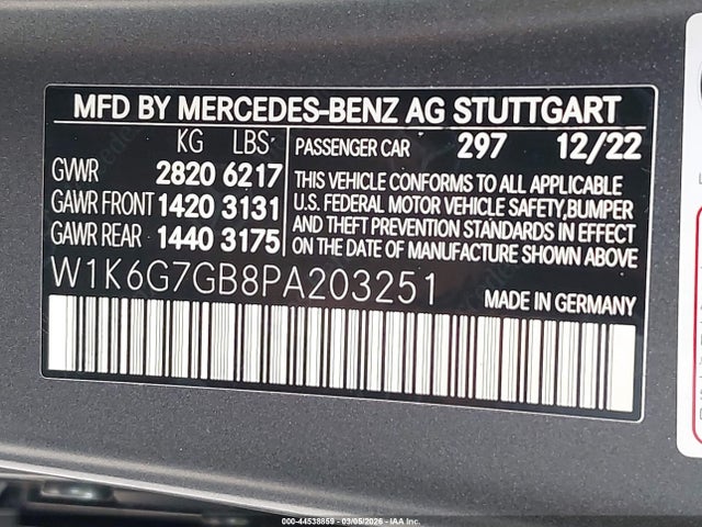 Продаж на аукціоні авто 2023 Mercedes-benz S 580 4matic, vin: W1K6G7GB8PA203251, номер лоту: 44538859