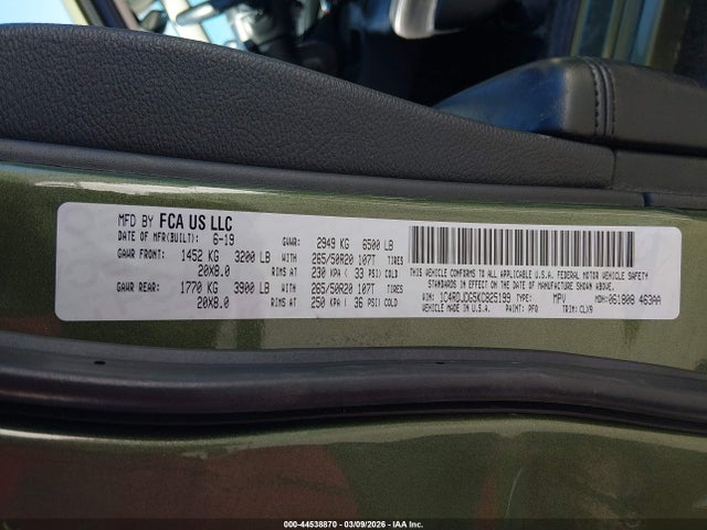 Aukcja sprzedaży 2019 Dodge Durango Gt Awd, vin: 1C4RDJDG5KC825199, numer aukcji: 44538870