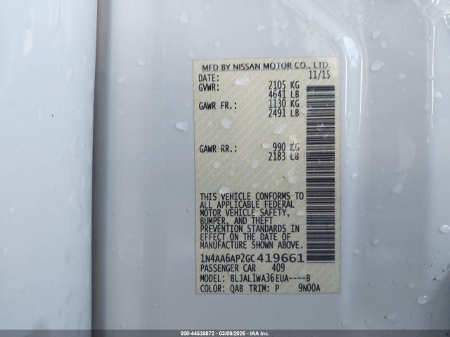 Nissan Maxima 3.5 Sr 2016 1N4AA6AP2GC419661 Image 9