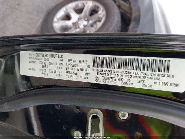 44538883 :رقم المزاد ، 1C6RR7NT5ES219502 vin ، 2014 Ram 1500 Laramie مزاد بيع