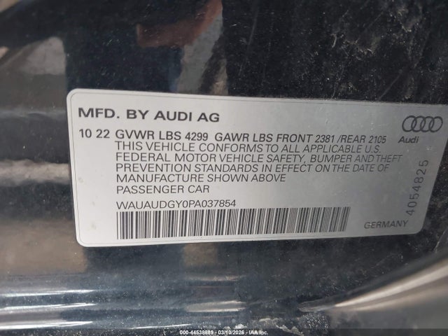 Aukcja sprzedaży 2023 Audi A3 Premium 40 Tfsi Front-wheel Drive S Tronic, vin: WAUAUDGY0PA037854, numer aukcji: 44538889