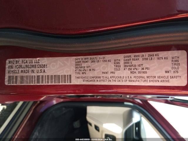 2021 JEEP GRAND CHEROKEE L 1C4RJJBG3M8126381 Photo 8