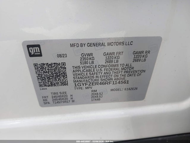 44538997 :رقم المزاد ، 1GYFZER46RF114561 vin ، 2024 Cadillac Xt4 Fwd Sport مزاد بيع