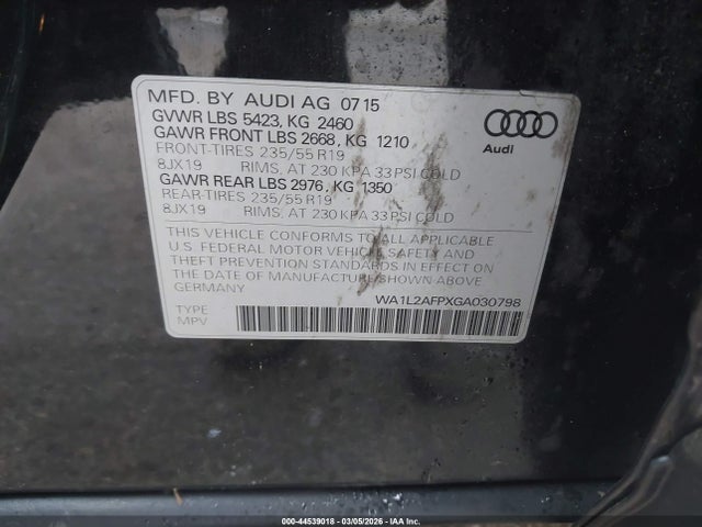 Продажа на аукционе авто 2016 Audi Q5 2.0t Premium, vin: WA1L2AFPXGA030798, номер лота: 44539018