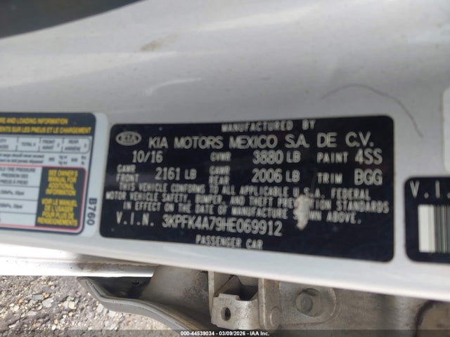2017 Kia Forte Lx მანქანა იყიდება აუქციონზე, vin: 3KPFK4A79HE069912, აუქციონის ნომერი: 44539034