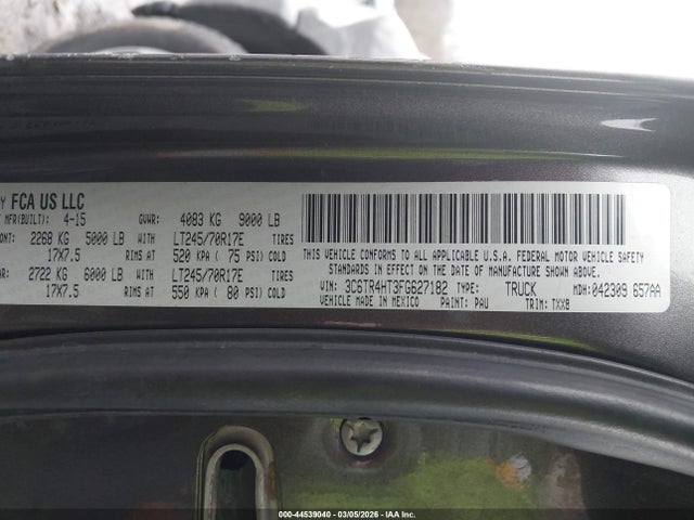 Aukcja sprzedaży 2015 Ram 2500 Tradesman, vin: 3C6TR4HT3FG627182, numer aukcji: 44539040