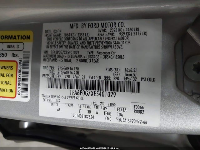 Ford FUSION S 2014 1FA6P0G7XE5401029 Image 9