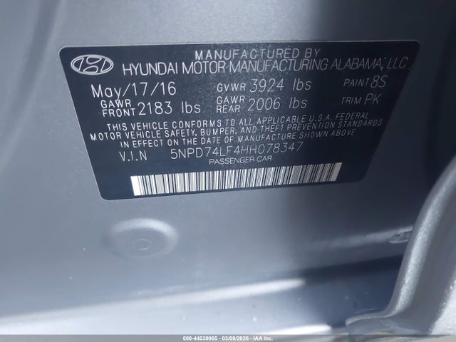 Hyundai ELANTRA SE 2017 5NPD74LF4HH078347 Image 9
