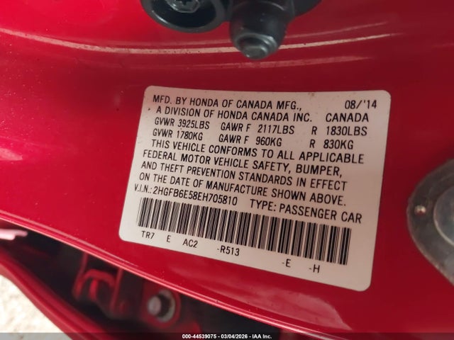 Honda CIVIC SI 2014 2HGFB6E58EH705810 Image 9