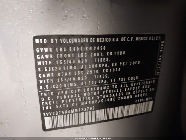 2021 VOLKSWAGEN TIGUAN 3VV2B7AX4MM133792 Photo 8