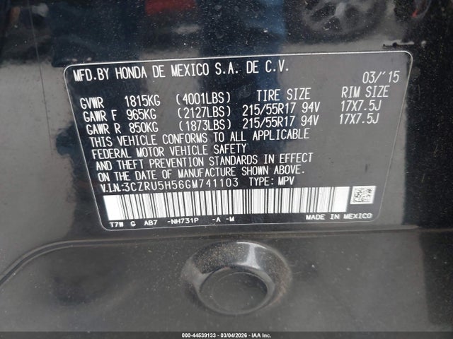 3CZRU5H56GM741103 Honda HR-V EX