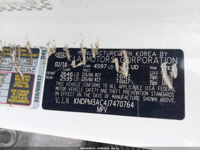 Продаж на аукціоні авто 2018 Kia Sportage Lx, vin: KNDPM3AC4J7470764, номер лоту: 44539134