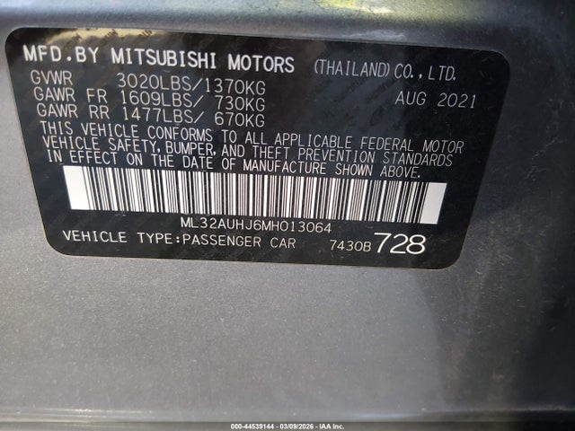 2021 MITSUBISHI MIRAGE ML32AUHJ6MH013064 Photo 8