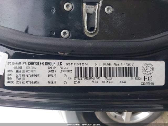 Продаж на аукціоні авто 2011 Ram Ram 1500 Sport, vin: 1D7RV1CT1BS592249, номер лоту: 44539180