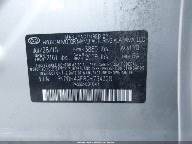 Hyundai ELANTRA SE 2016 5NPDH4AE8GH734328 Image 9