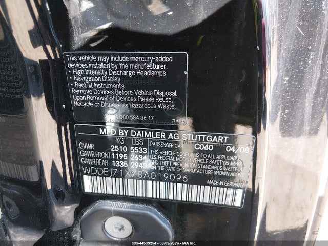 2008 MERCEDES-BENZ CL 550 WDDEJ71X78A019096 Photo 8