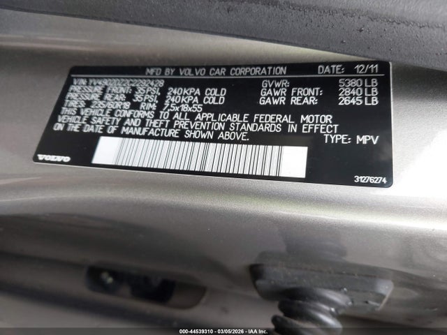 2012 VOLVO XC60 YV4902DZ2C2292428 Photo 8
