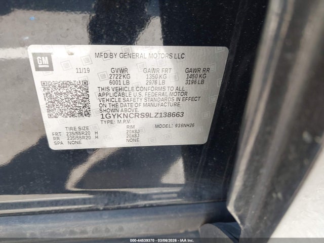 Aukcja sprzedaży 2020 Cadillac Xt5 Fwd Premium Luxury, vin: 1GYKNCRS9LZ138663, numer aukcji: 44539370