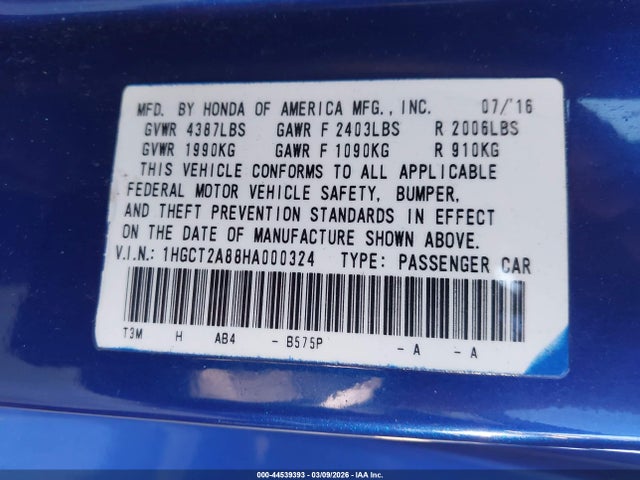 1HGCT2A88HA000324 Honda Accord Ex-l V6