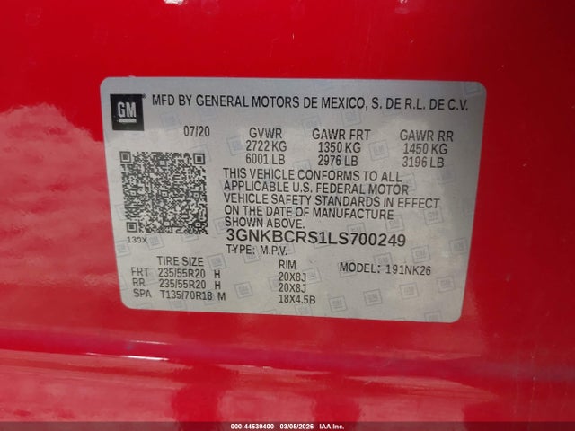 3GNKBCRS1LS700249 Chevrolet Blazer Fwd 2lt